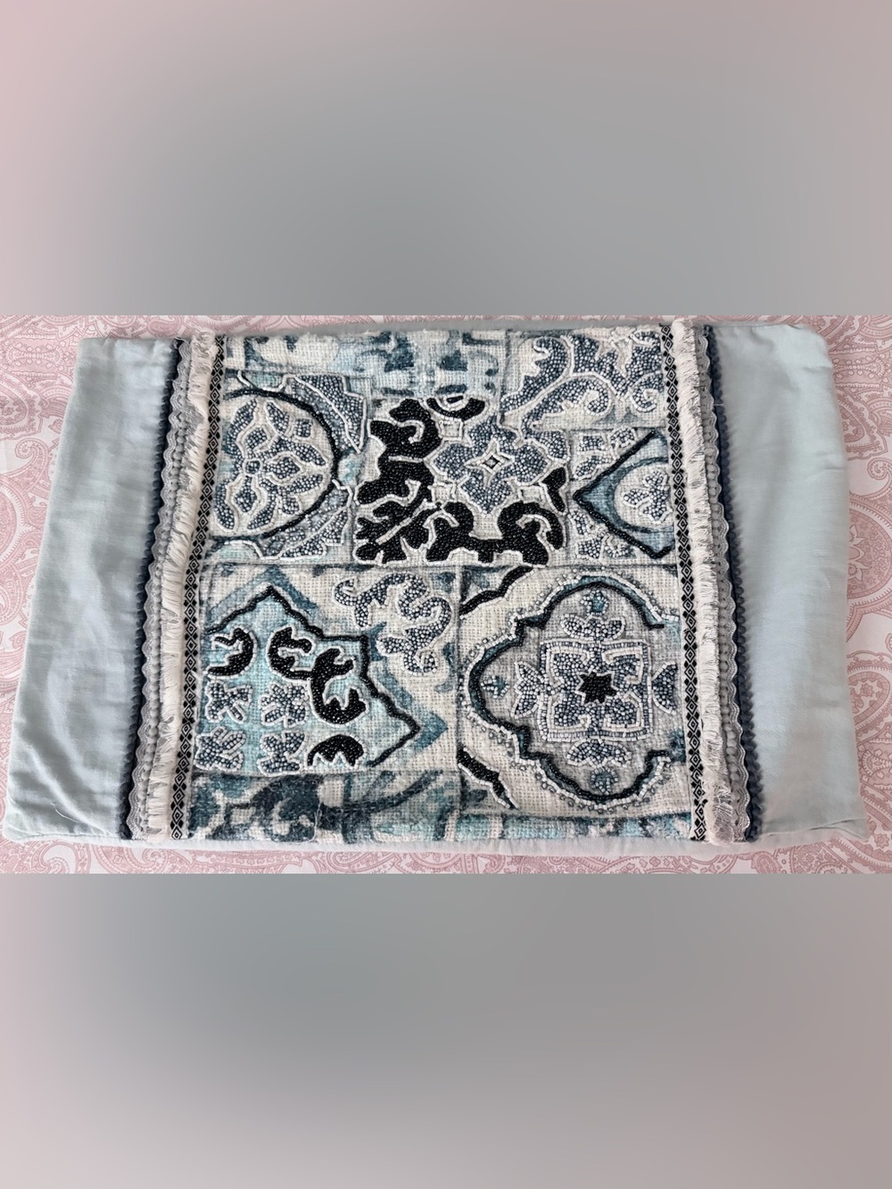Handmade beaded cushion cover